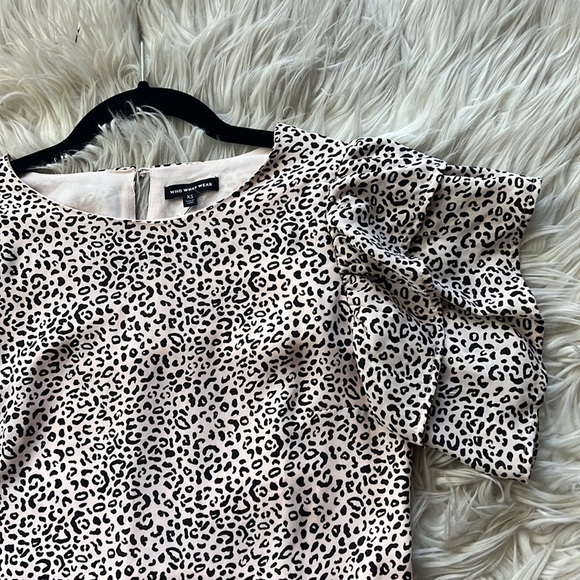 WHO WHAT WEAR pink leopard ruffle dress - Picture 13 of 14